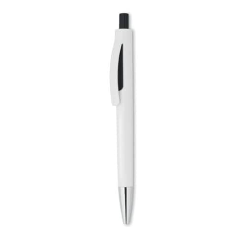LUCERNE WHITE Push button pen with white bar