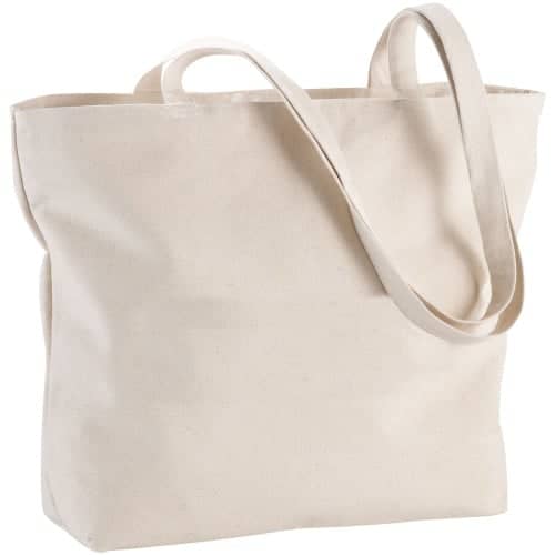 Ningbo 320 g/m² zippered cotton tote bag 15L