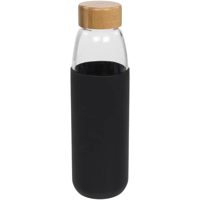 Kai 540 ml glass sport bottle with wood lid