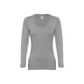 THC BUCHAREST WOMEN. Long-sleeved scoop neck fitted T-shirt for women. 100% carded cotton