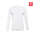 THC BERN WH. Men's long-sleeved 100% cotton piqué polo shirt with removable label
