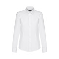 THC TOKYO WOMEN WH. Women's long-sleeved oxford shirt with pearl coloured buttons. White