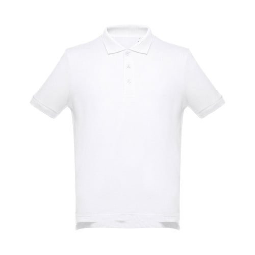 THC ADAM WH. Men's short-sleeved cotton piqué polo shirt. White