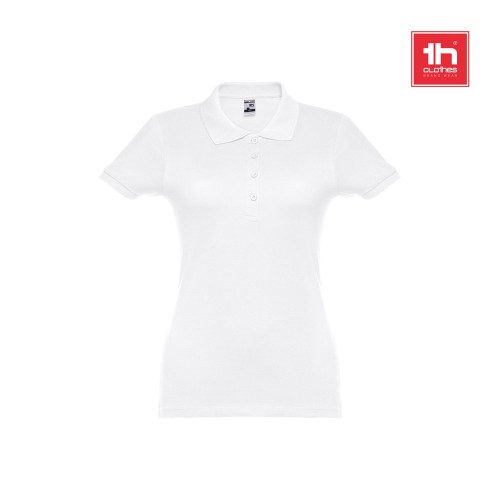 THC EVE WH. Short-sleeved fitted polo for women in 100% cotton