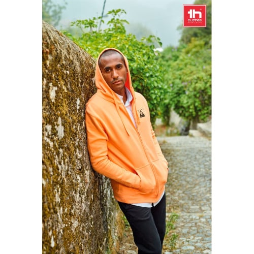 THC AMSTERDAM. Men's hoodie in cotton and polyester with full zip