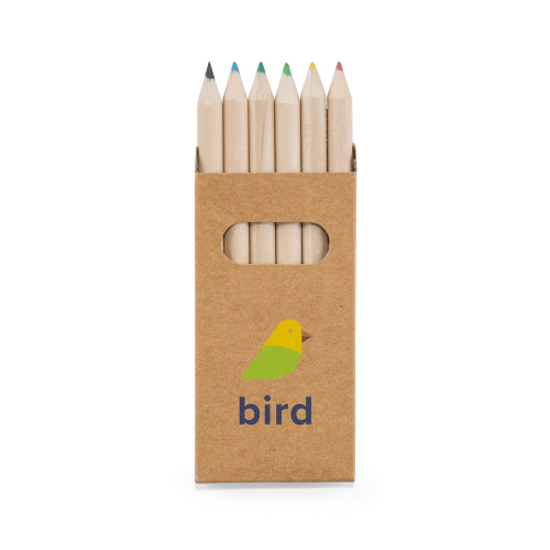 BIRD. Pencil box with 6 coloured pencils