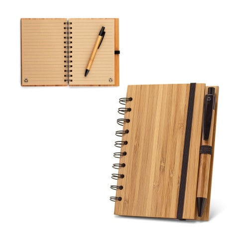 DICKENS A5. B6 spiral notebook in bamboo with recycled paper