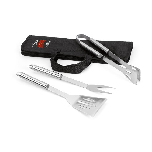SOARES. Barbecue set with 3 stainless steel pieces