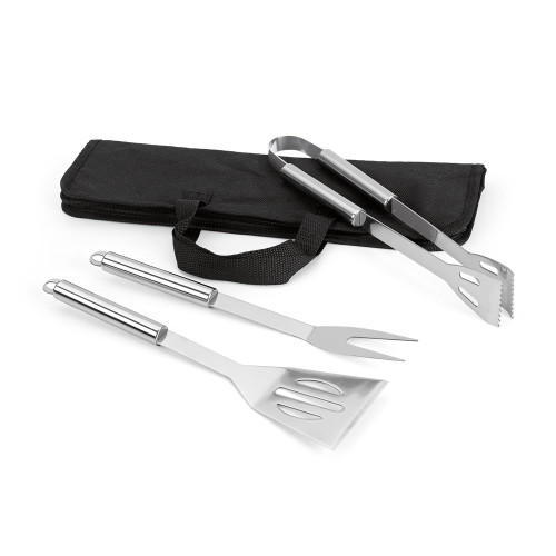 SOARES. Barbecue set with 3 stainless steel pieces