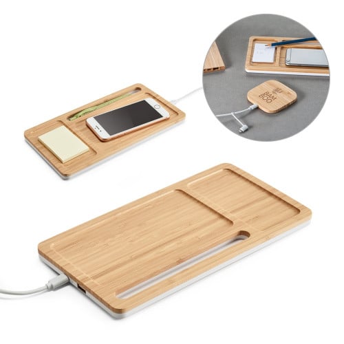 MOTT. Bamboo desk organizer with wireless charger