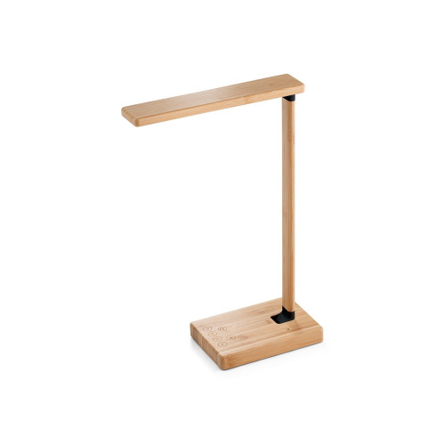 MOREY. Bamboo folding table lamp with wireless charger